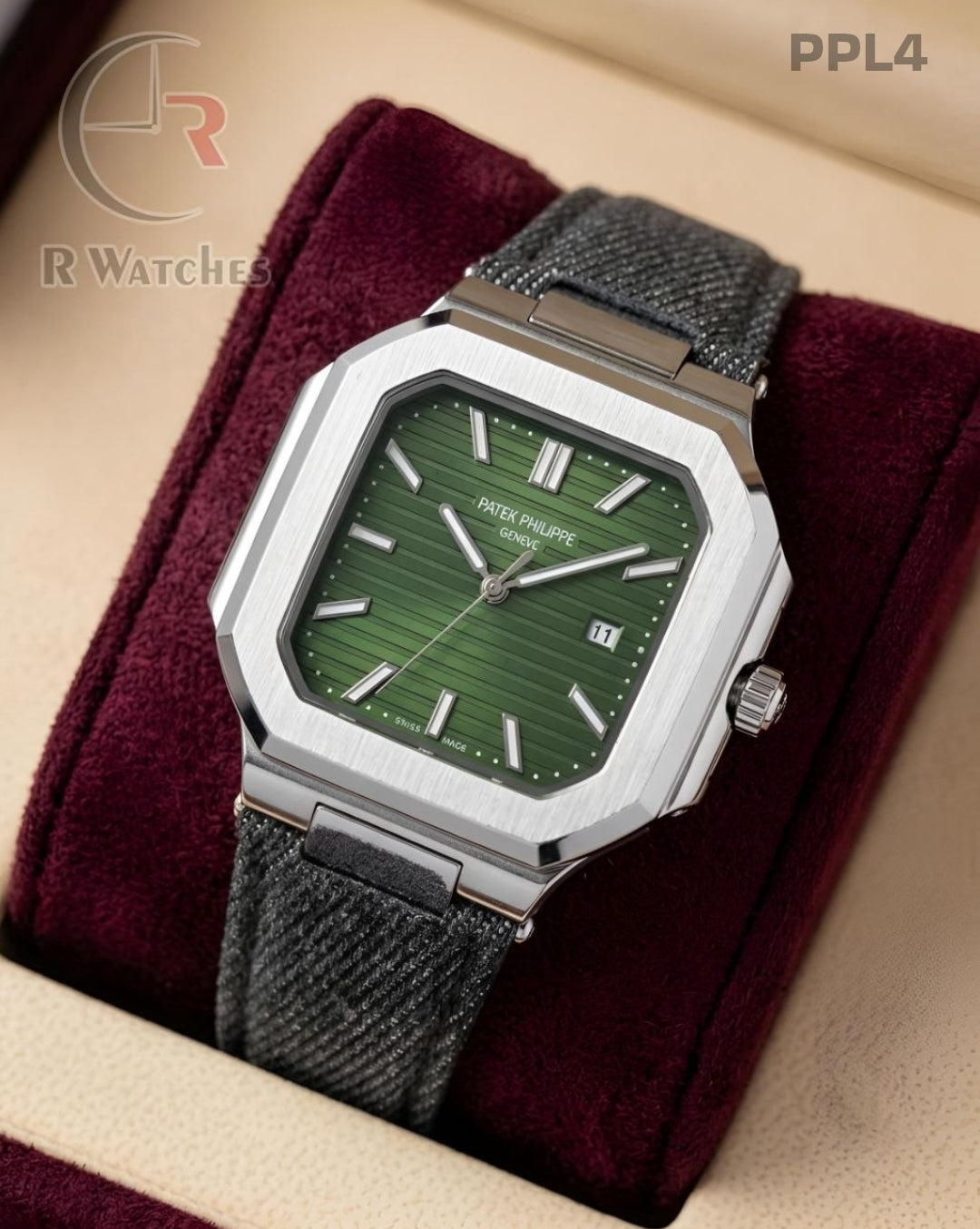 (OS)π€β¬οΈ Patek Philippe leather silver Green (PPL4)