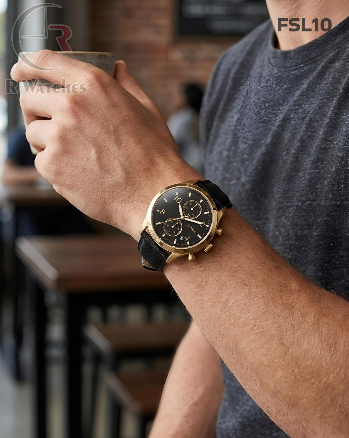 (OS2)🖤⭐ Fossil Leather Gold Black (FSL10)