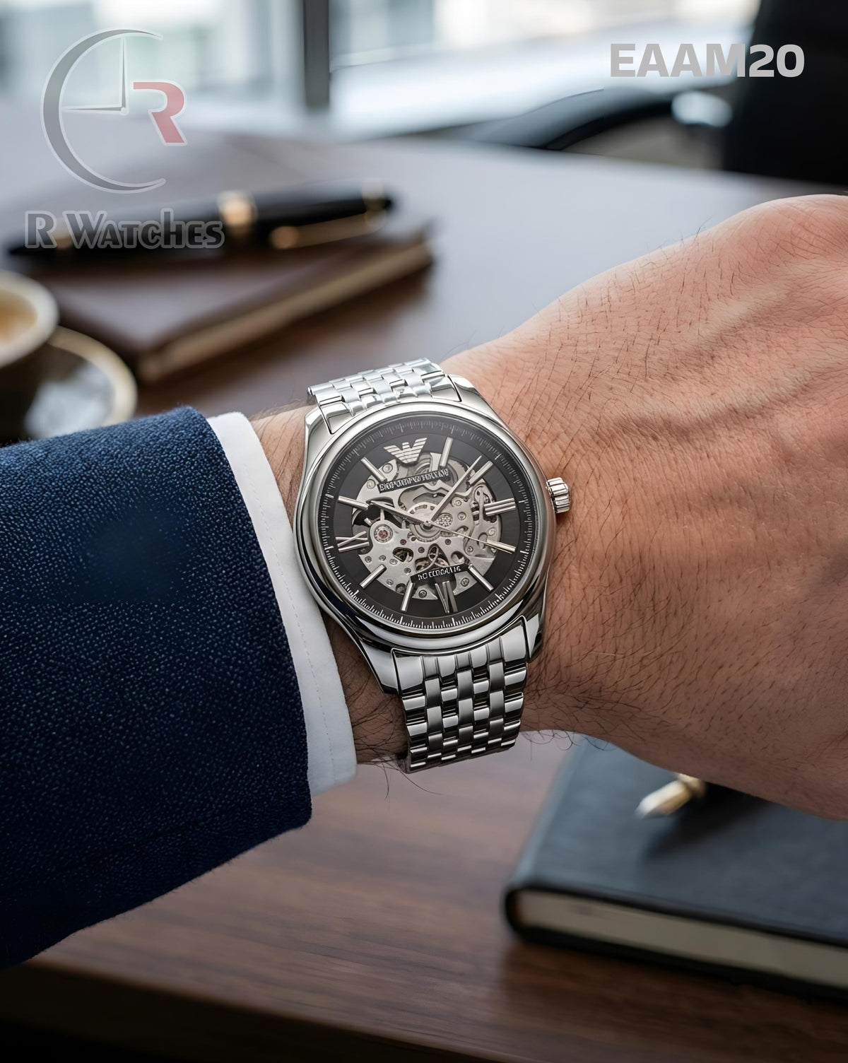 (OS)🖤⭐ Armani Automatic Black Silver (EAAM20)