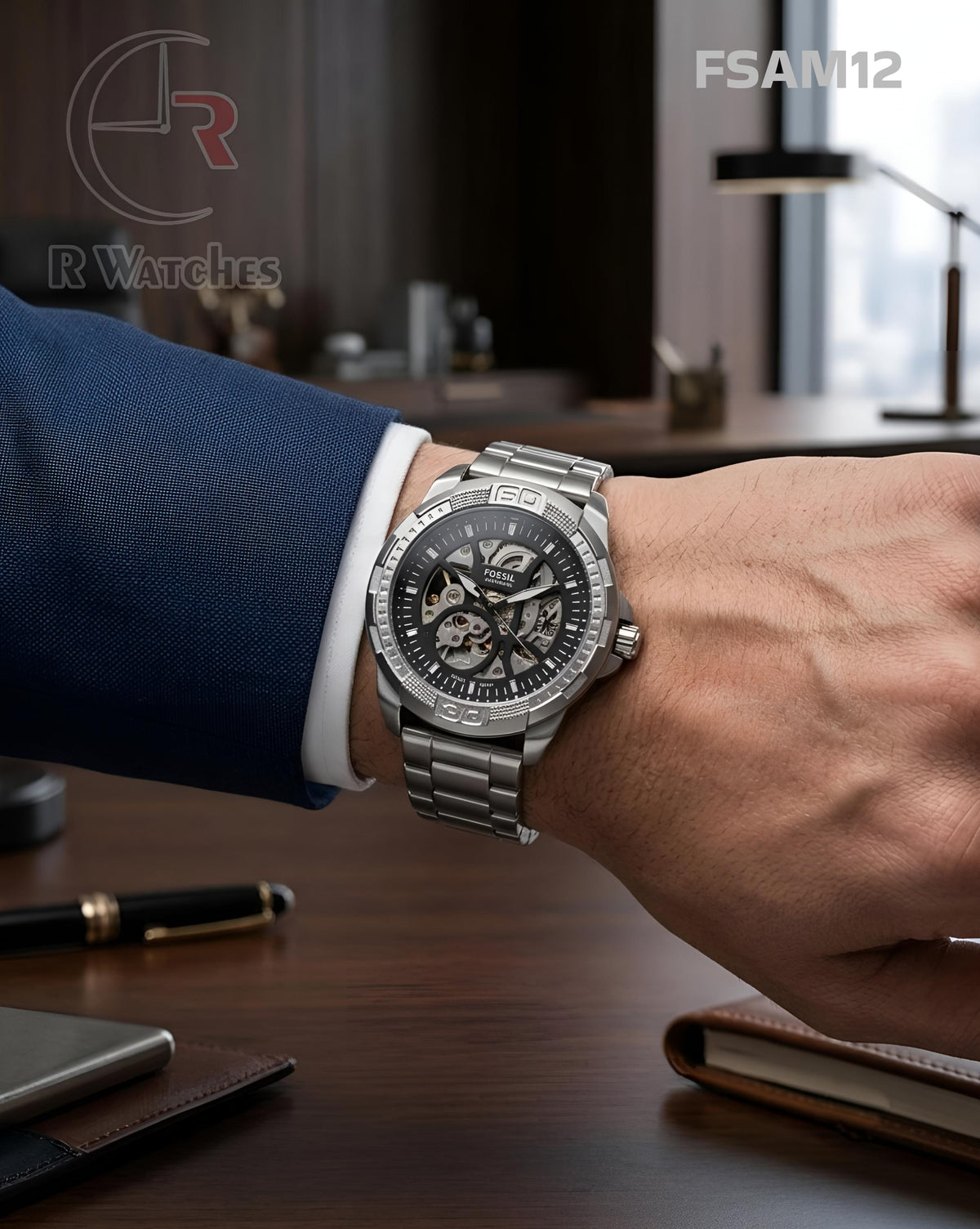 (OS)🖤⭐ Fossil automatic Silver Black (FSAM12)