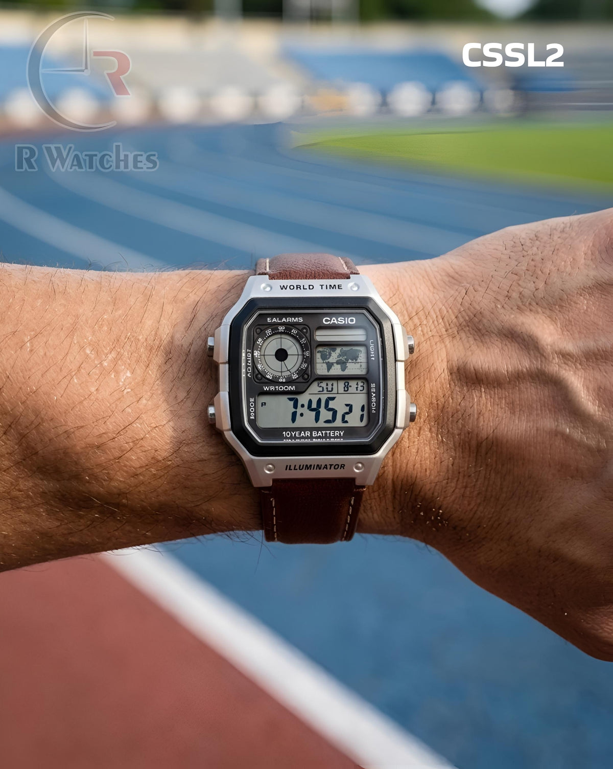 (OS)🖤⭐ Casio World time leather brown silver black (CSSL2)