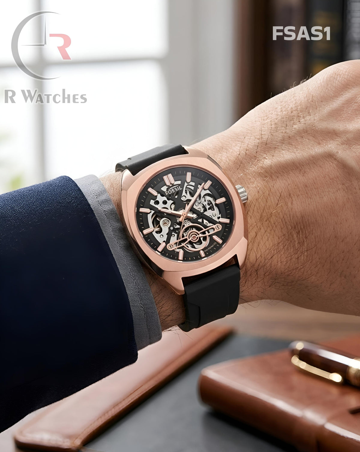 (SS)🖤⭐ Fossil Automatic Silicon Rose Gold Black (FSAS1)