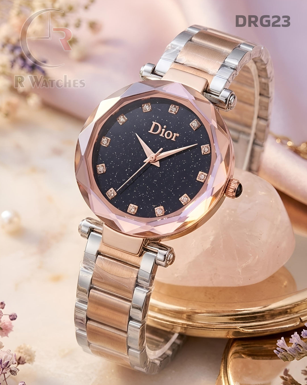 (SS)🖤 Dior Girls Rose Gold Black Dial (DRG23)