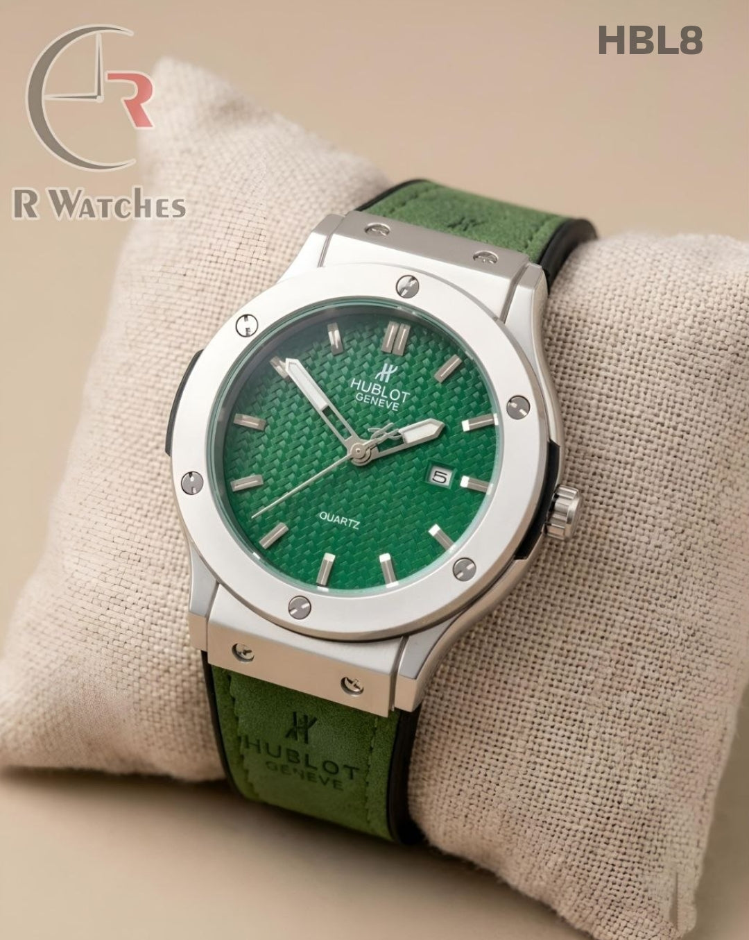 (OS)🖤⬆️ Hublot Leather Silver Green (HBL8)