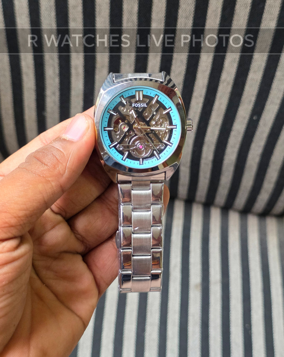 (SS)🖤⬆️⭐ Fossil Automatic Tiffany Blue Silver (FSAM19)
