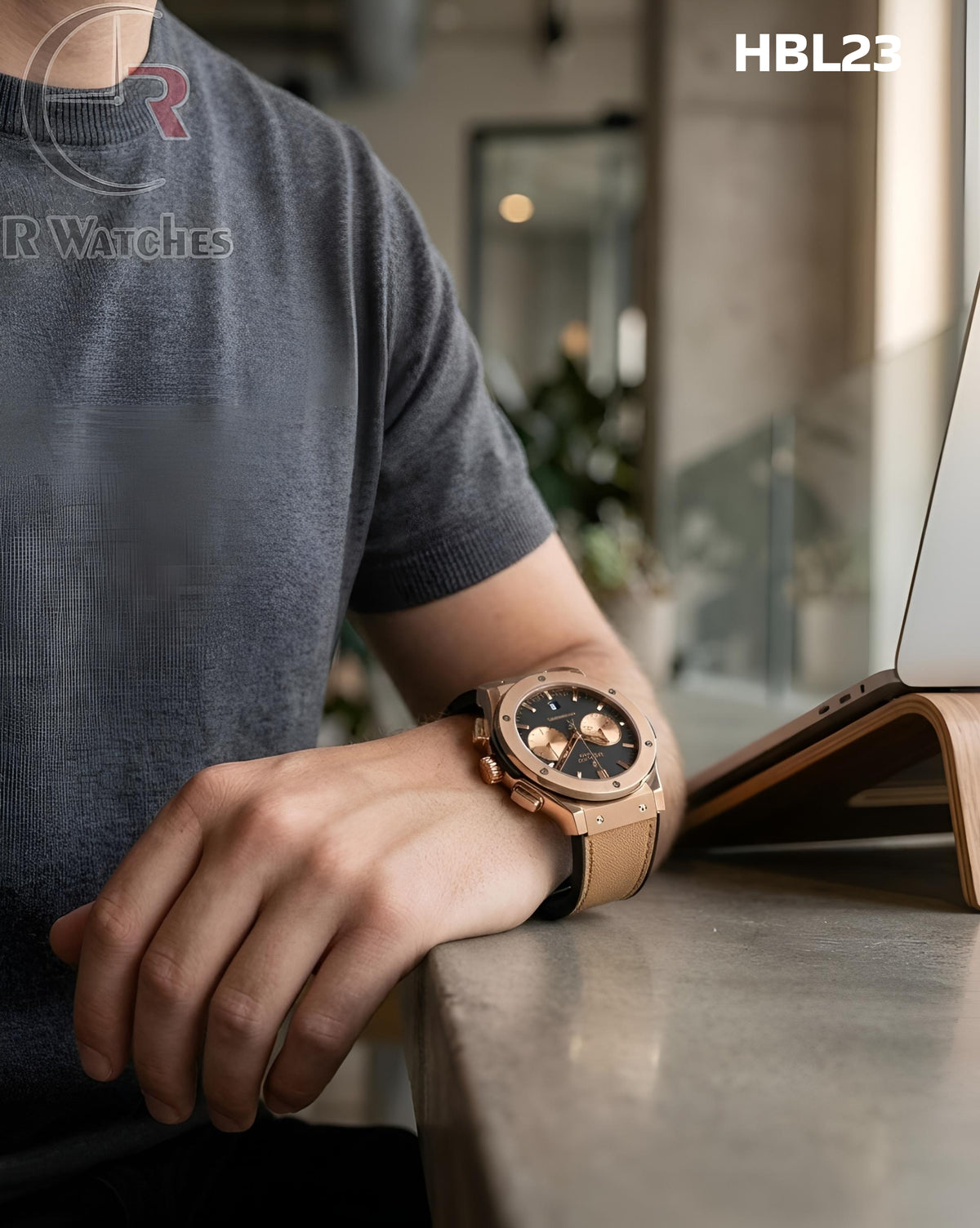 (SS)🖤 Hublot Leather Rose Gold Brown (HBL23)