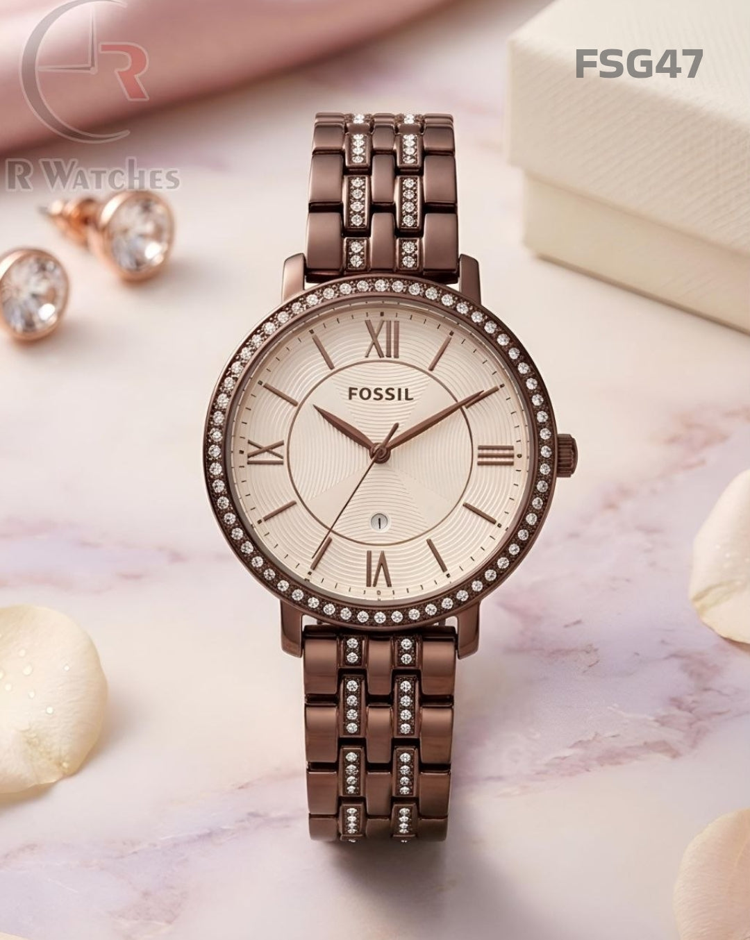 (OS)🖤⬆️ Fossil girls brown white diamond (FSG47)
