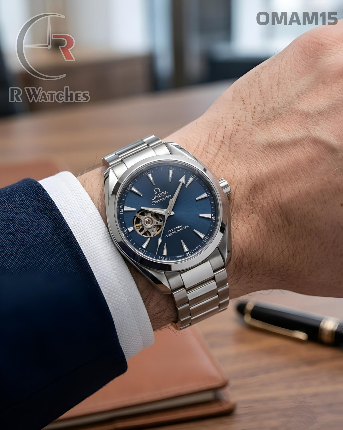 (OS)🖤⭐ Omega Automatic Blue Silver (OMAM15)