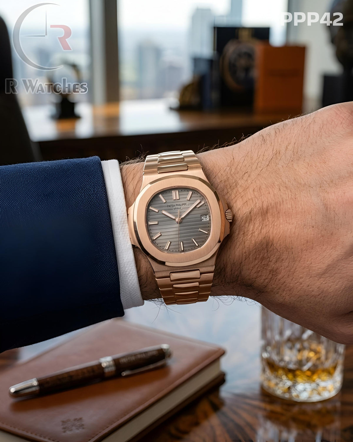 (OS)π€β Patek Philippe Heavy Rose Gold Grey Dial (PPP42)