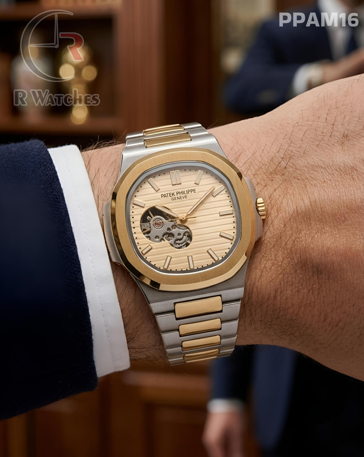(OS)🖤⭐ Patek Philippe automatic dual tone Gold (PPAM16)