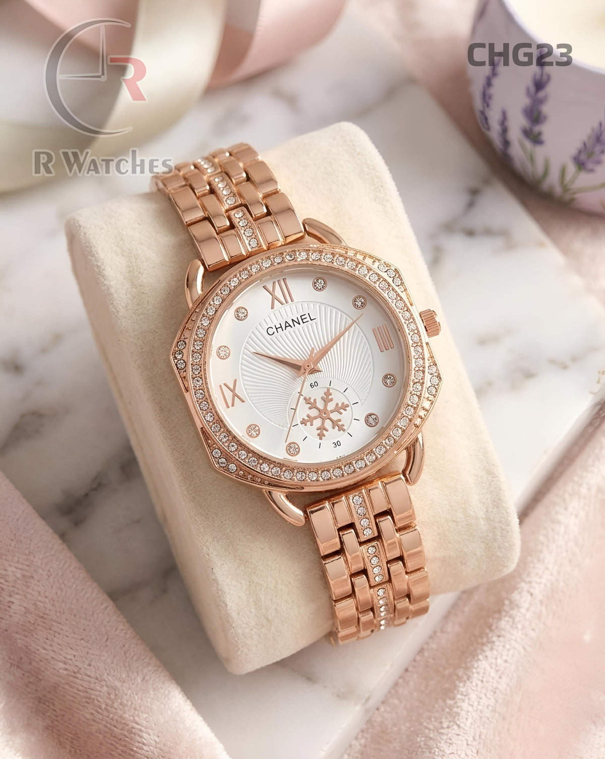 (OS)🖤⭐ Chanel girls rose gold white diamond (CHG23)