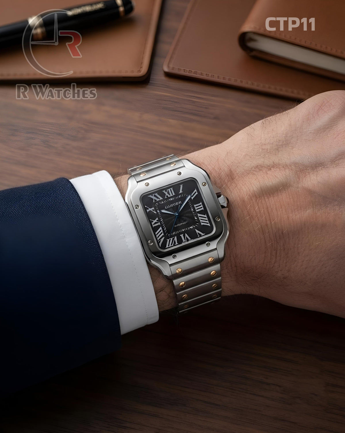 (SS)🖤 Cartier Silver Black Roman (CTP11)