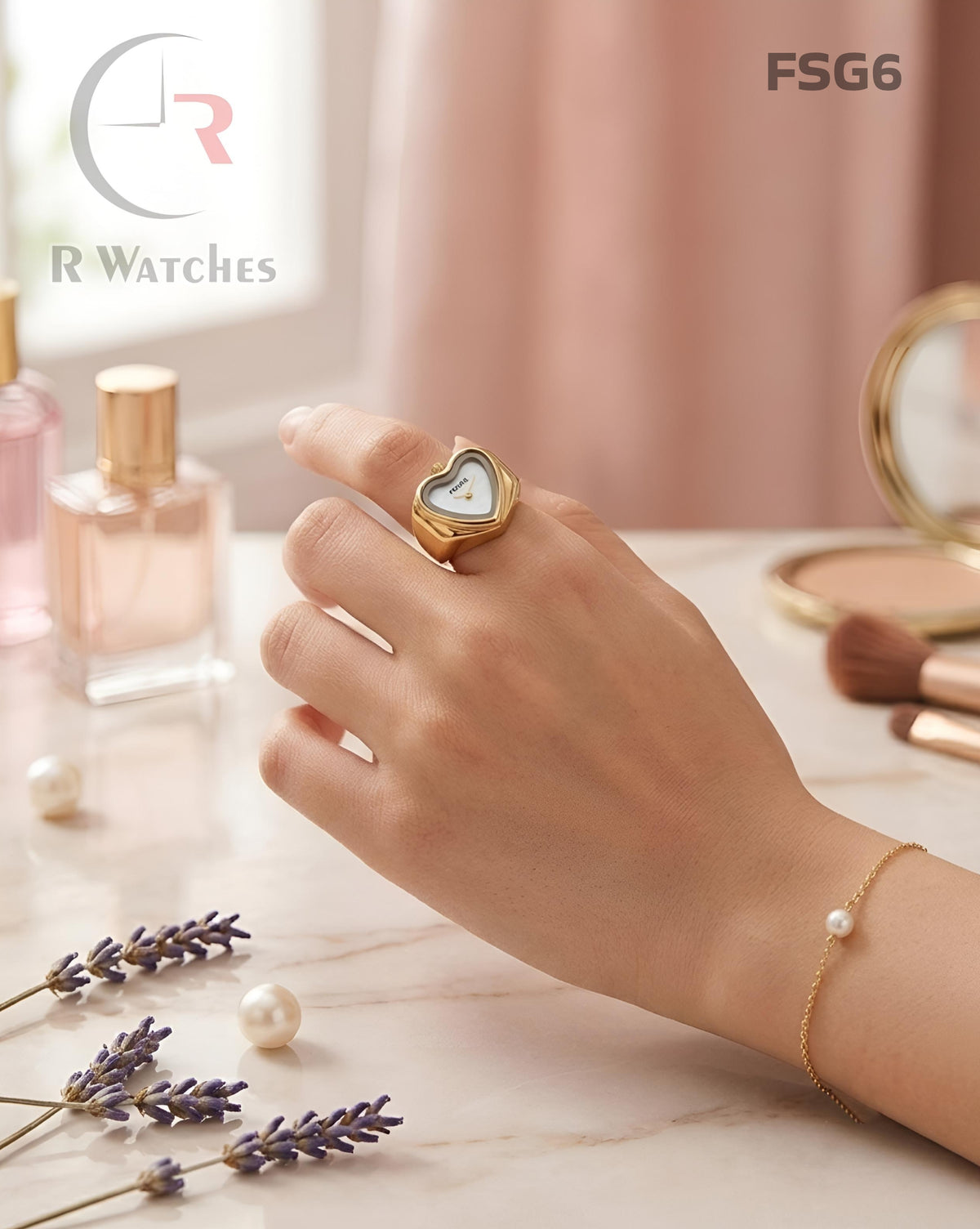 (SS)🖤 Fossil Girls Ring Heart Gold White (FSG6)