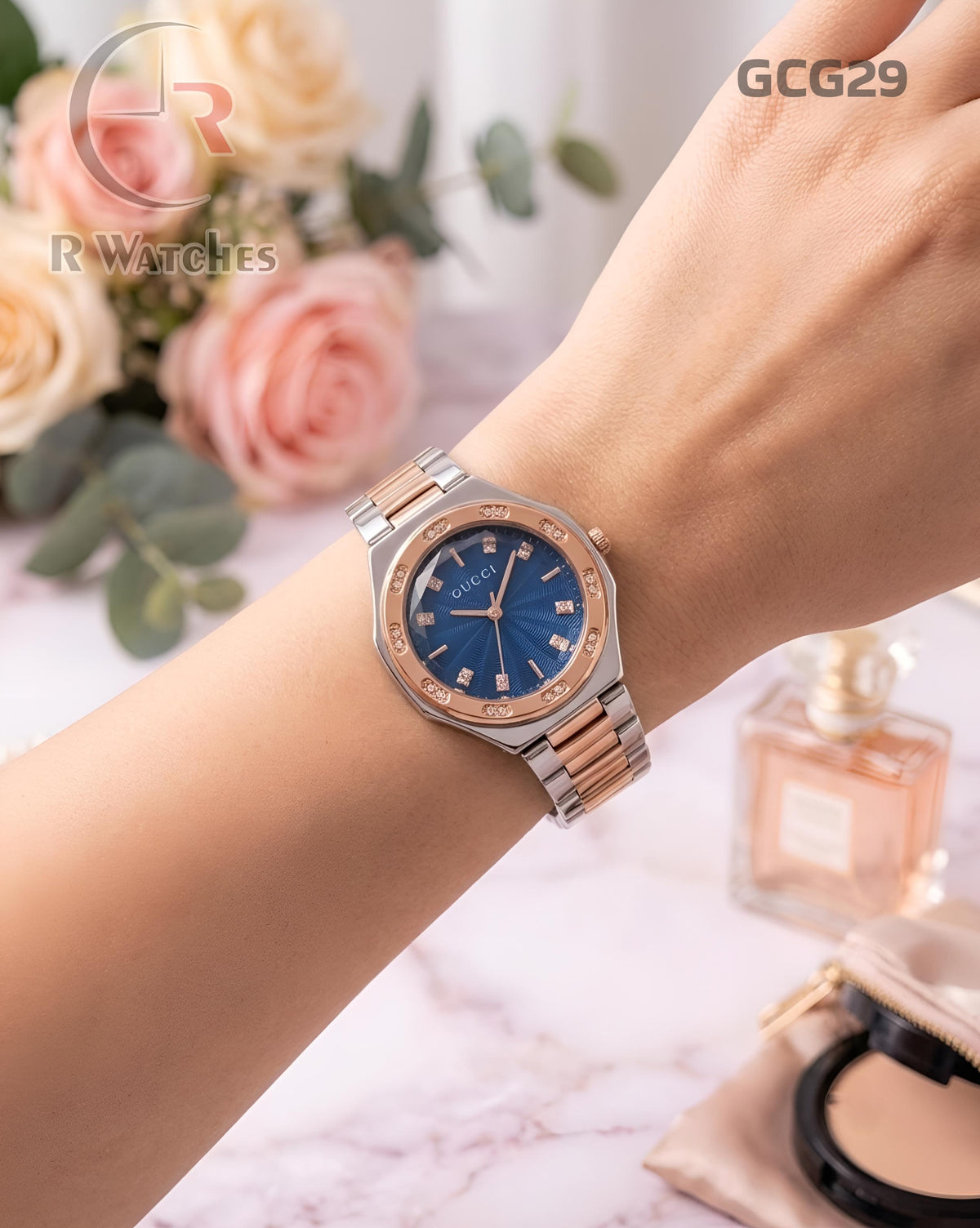 (OS)🖤⭐ Gucci girls rose gold blue (GCG29)