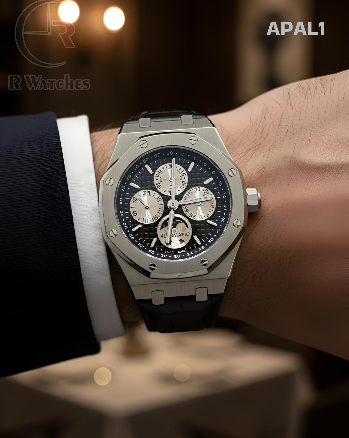 (SS)🖤⬆️ AP Master automatic leather Silver Black (APAL1)