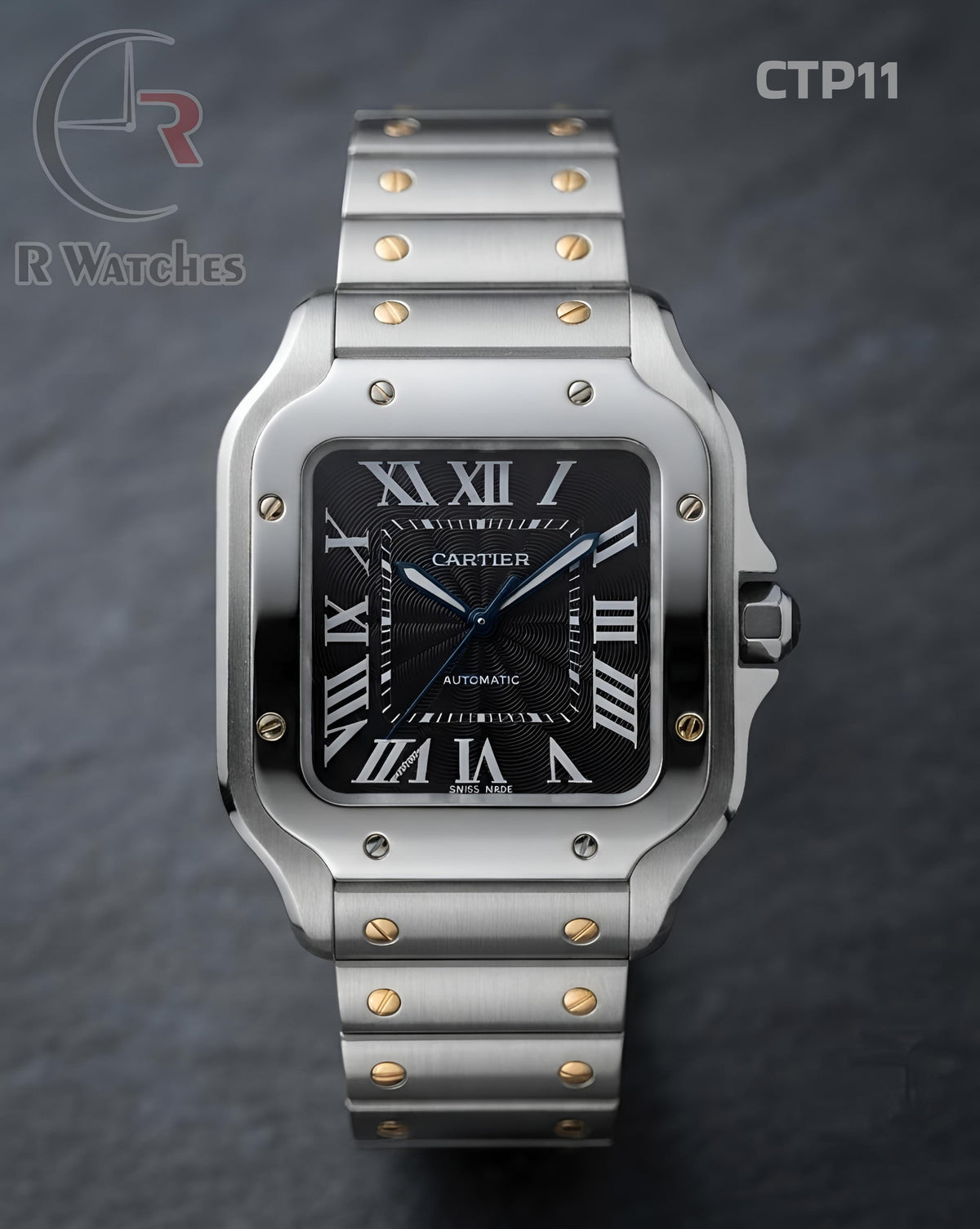(SS)🖤 Cartier Silver Black Roman (CTP11)