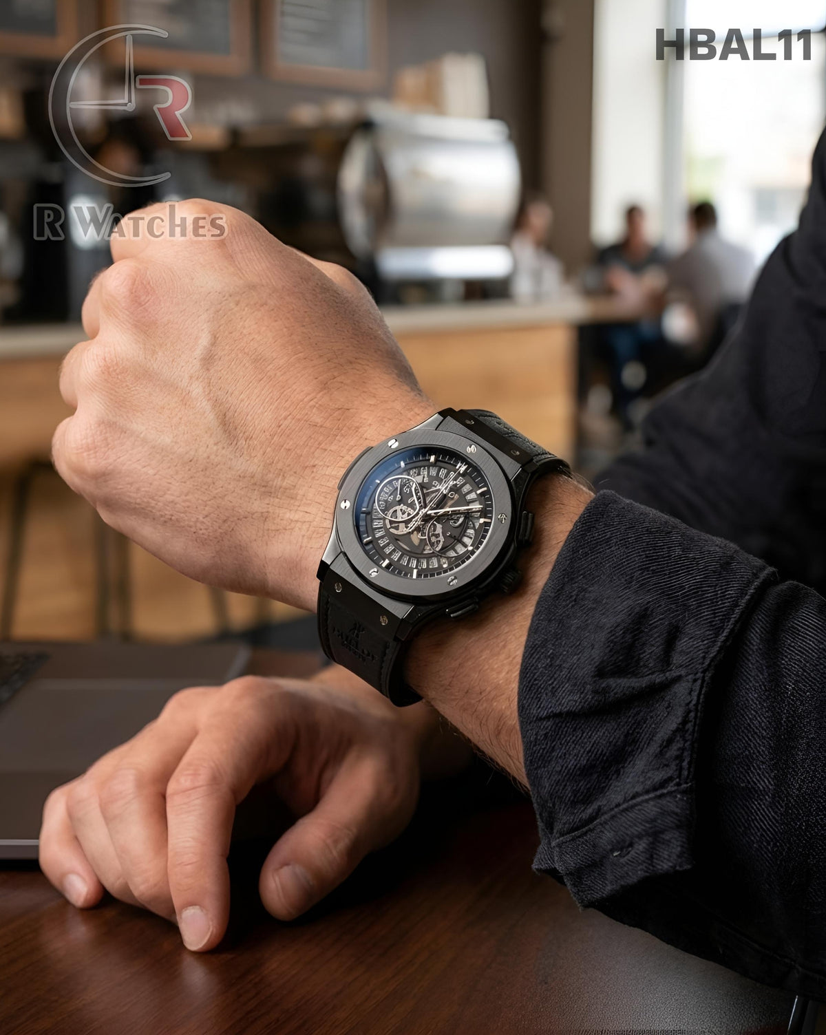 (OS2)🖤⬆️ Hublot black machinery (HBAL11)