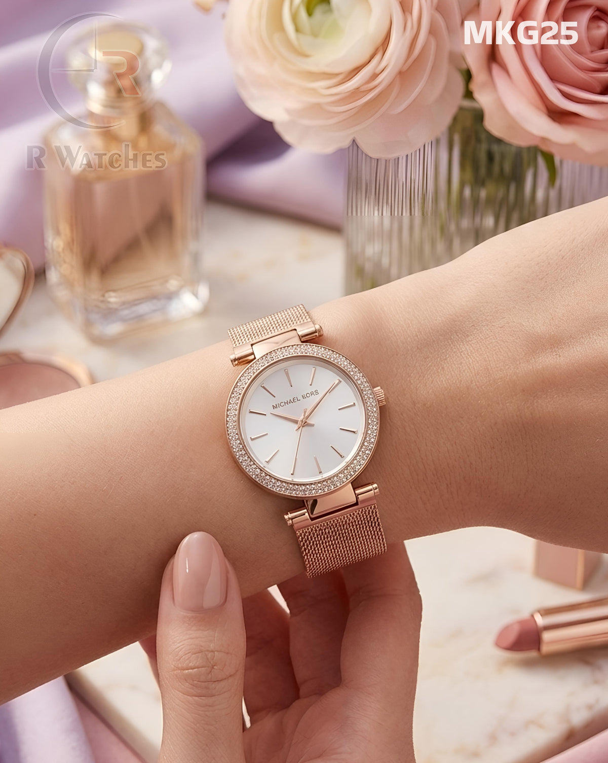 (OS)🖤⭐ MK Girls Diomond Edition Rose Gold White (MKG25)