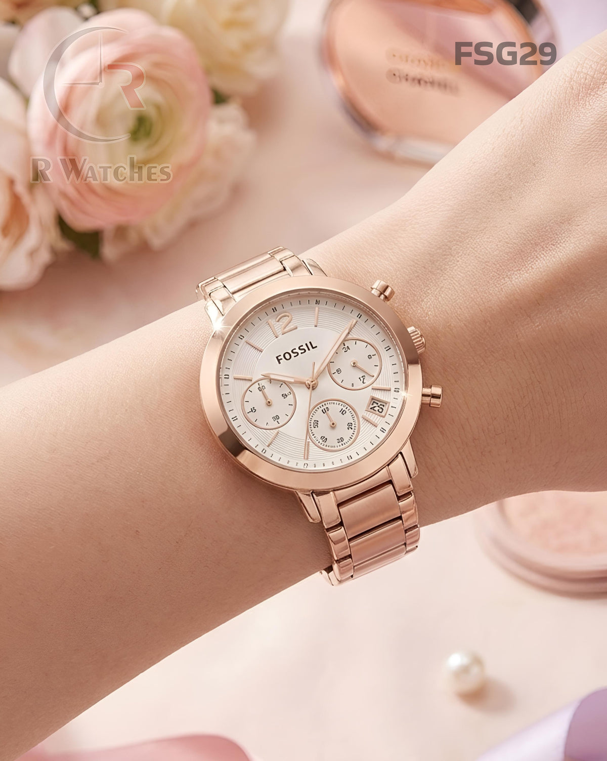 (SS)🖤⭐ Fossil Girls Rose Gold White Dial (FSG29)