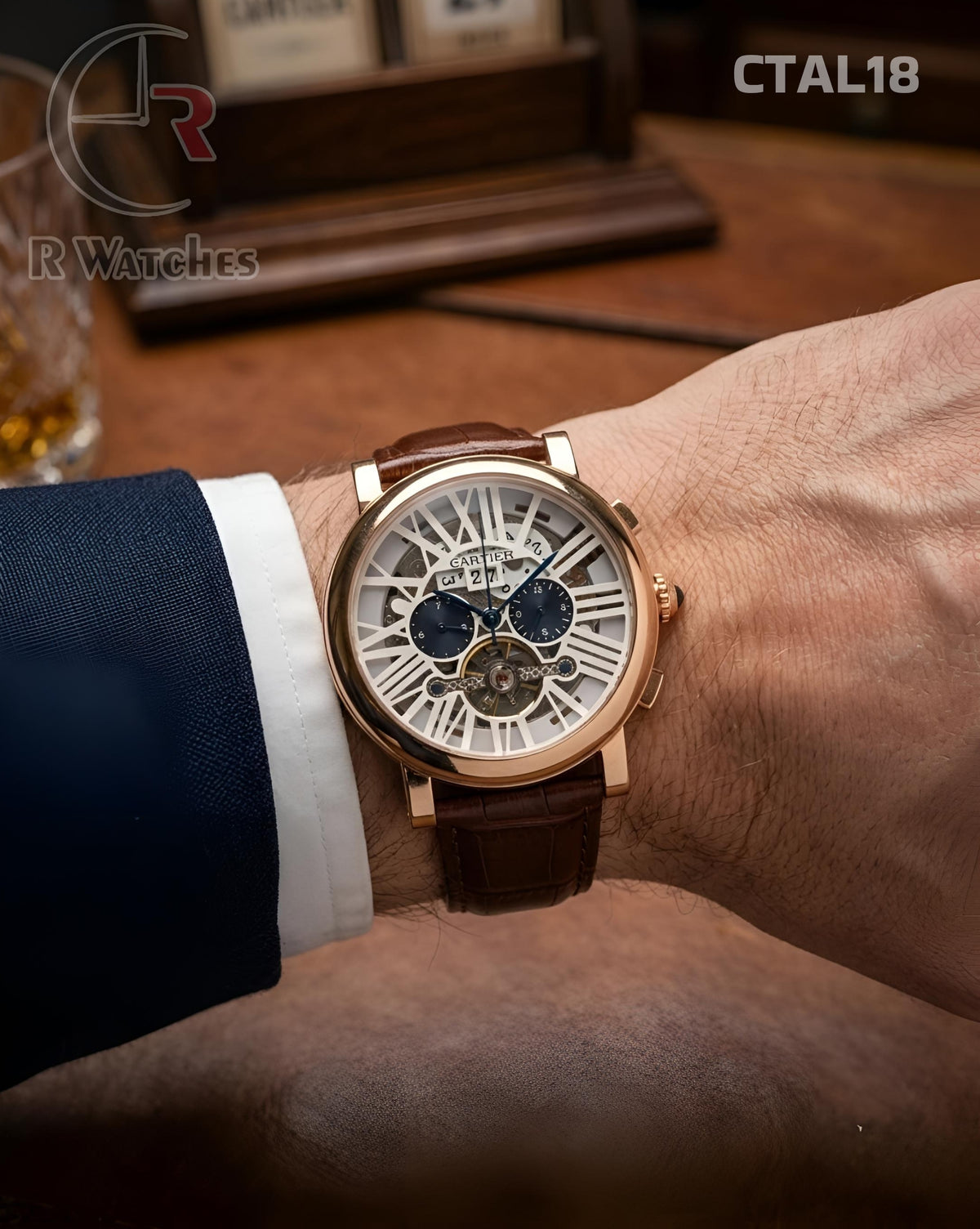 (OS)🖤⭐ Cartier automatic Roman leather (CTAL18)