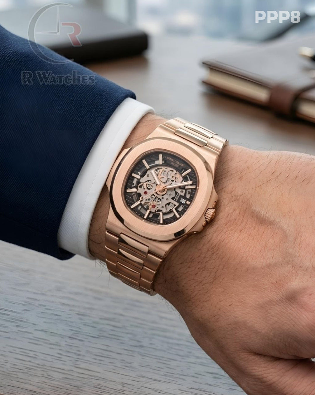 (OS)π€β¬οΈ Patek Philippe Machinery Rose Gold Black (PPP8)