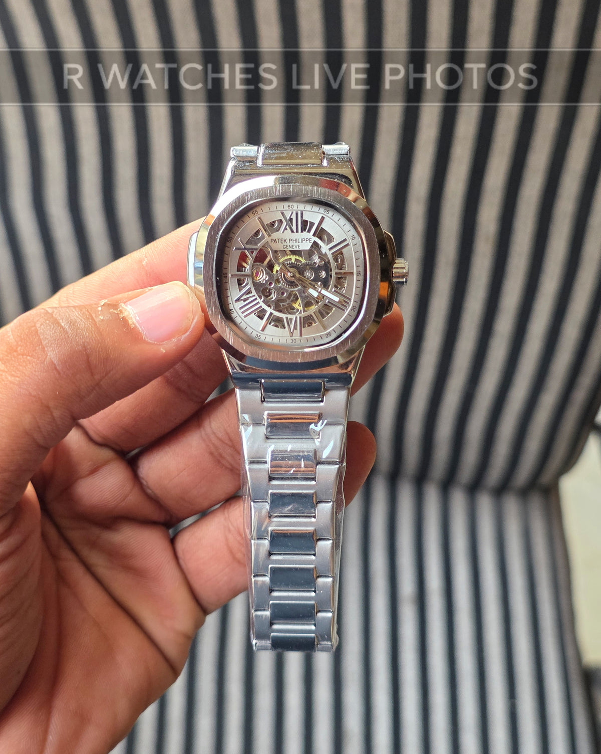 (OS2)🖤⭐ Patek Automatic Silver Grey Dial (PPAM21)