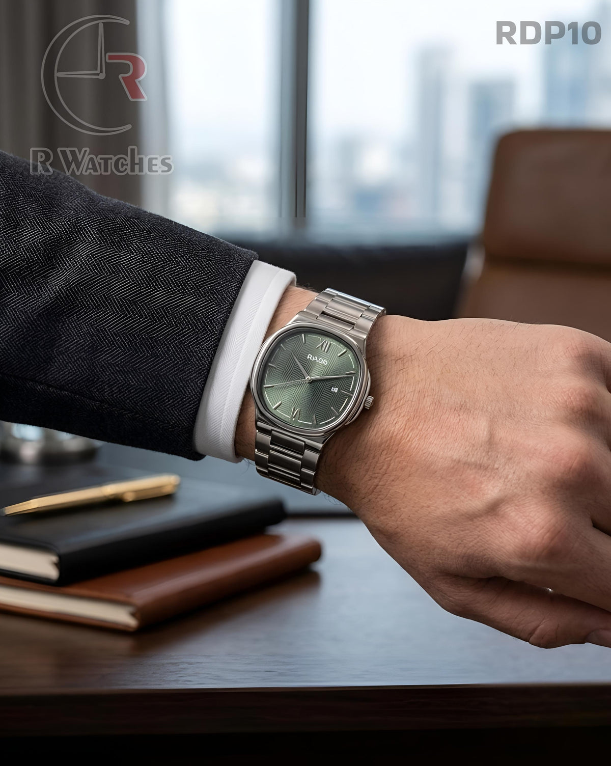 (OS)🖤⬆️ Rado Square Silver Green (RDP10)