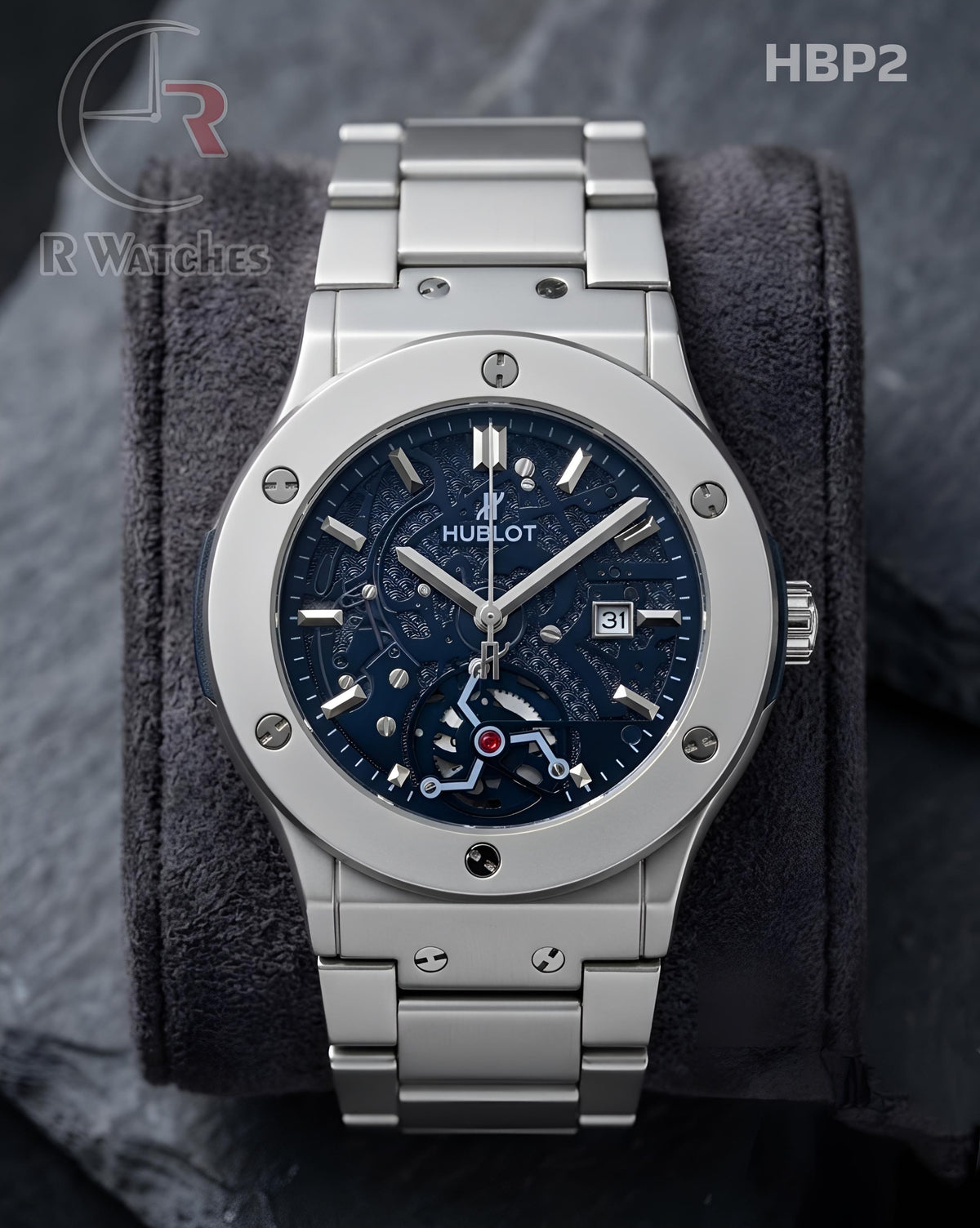 (OS)🖤⬆️⭐ Hublot Machinery Silver Nevy Blue (HBP2)
