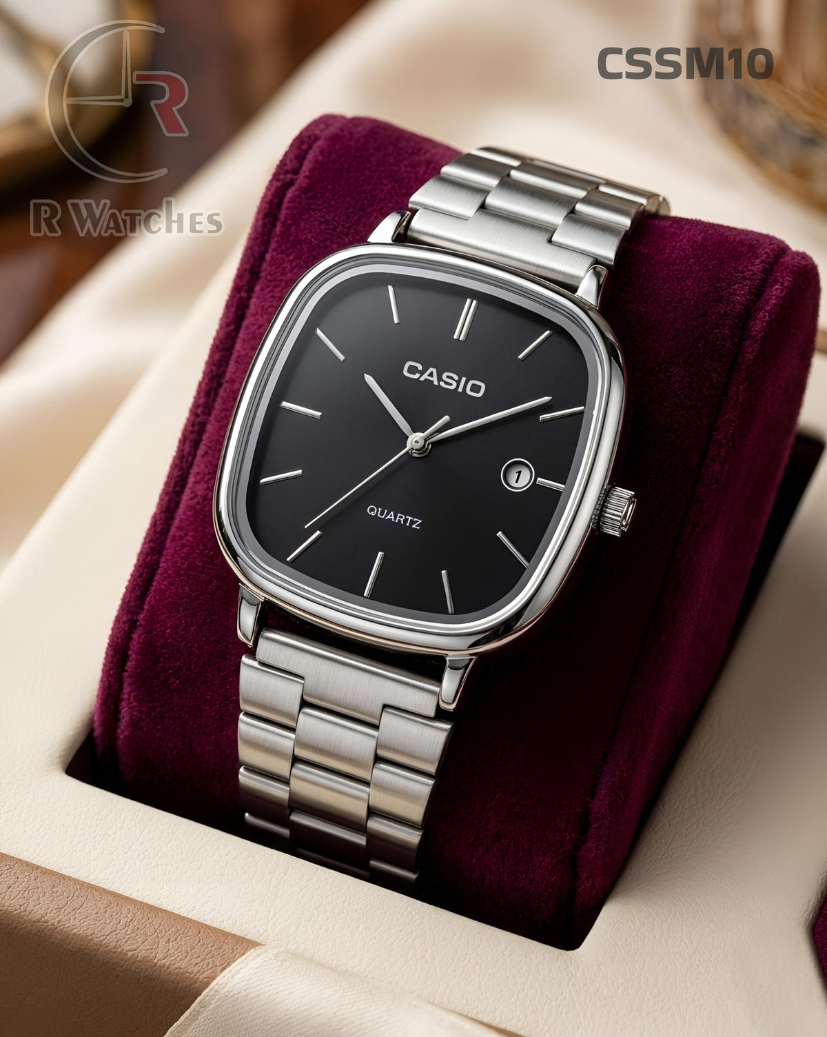 (OS2)🖤⬆️🔁⭐ Casio Old Money silver black (CSSM10)