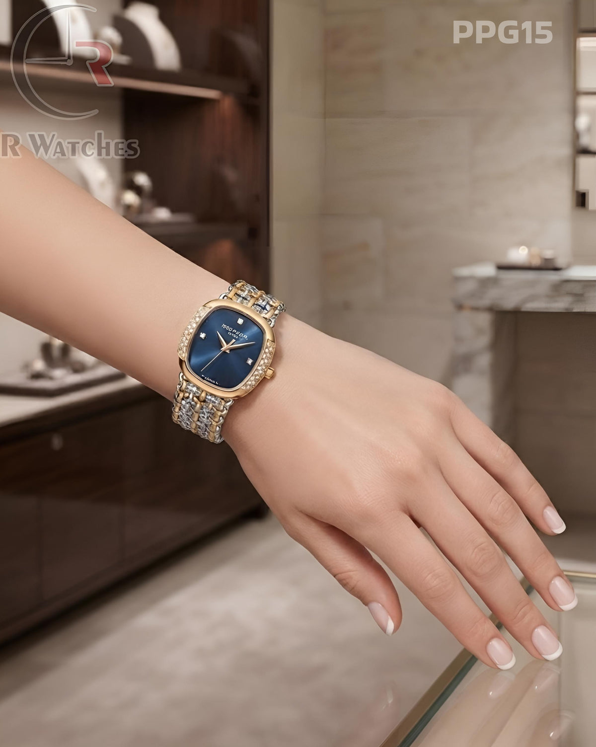 (OS)🖤⭐ Patek Philippe Girls Diamond Dual Tone Blue (PPG15)