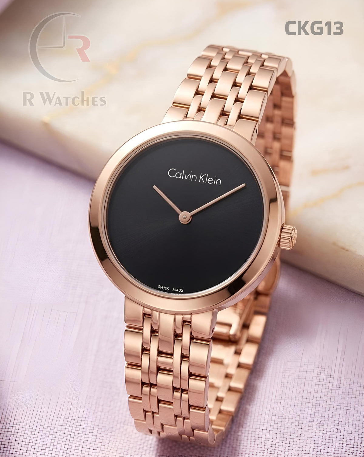 (OS)🖤⭐ CK Girls Rose Gold Black Dial (CKG13)