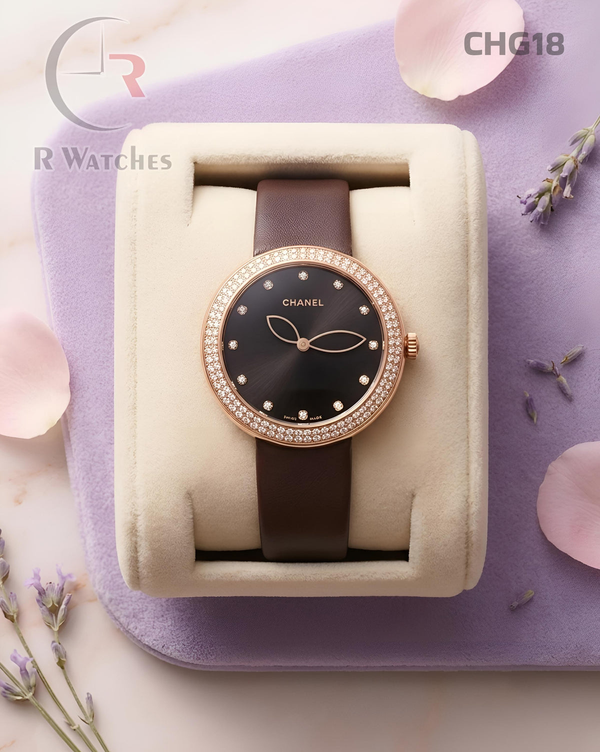 (SS)🖤⭐ Chanel Girls Leather Rose Gold Brown Dial (CHG18)