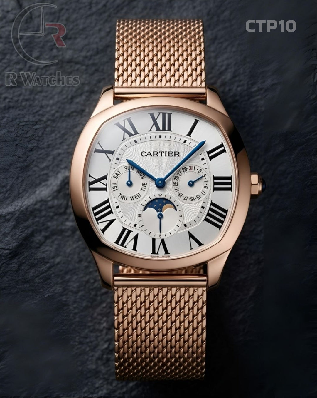 (OS2)🖤⬆️ Cartier new Rose Gold White Roman (CTP10)