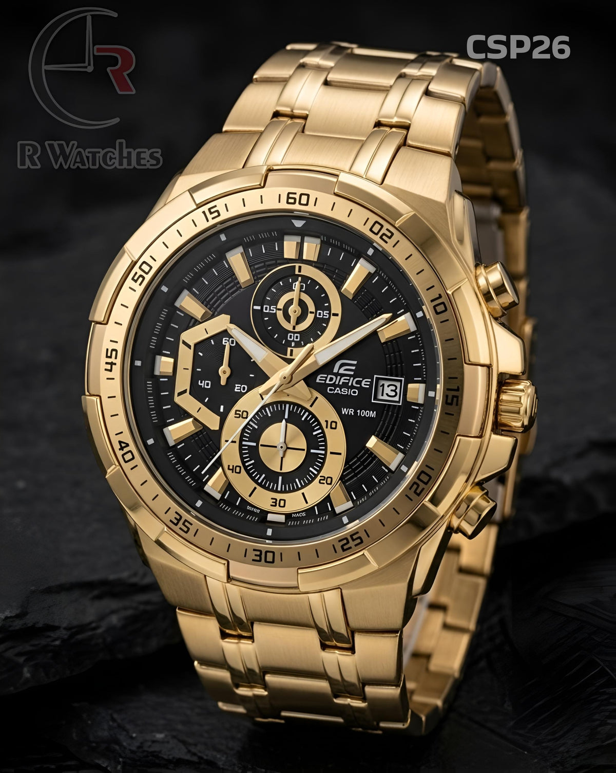 (OS)🖤⬆️⭐ Casio Edifice Premium Golden black dial (CSP26)