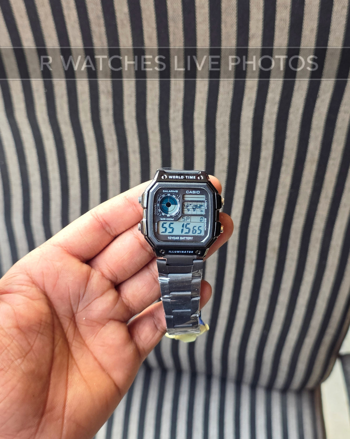 (OS7)🖤⬆️🔁⭐ Casio World time full Black (CSSM17)