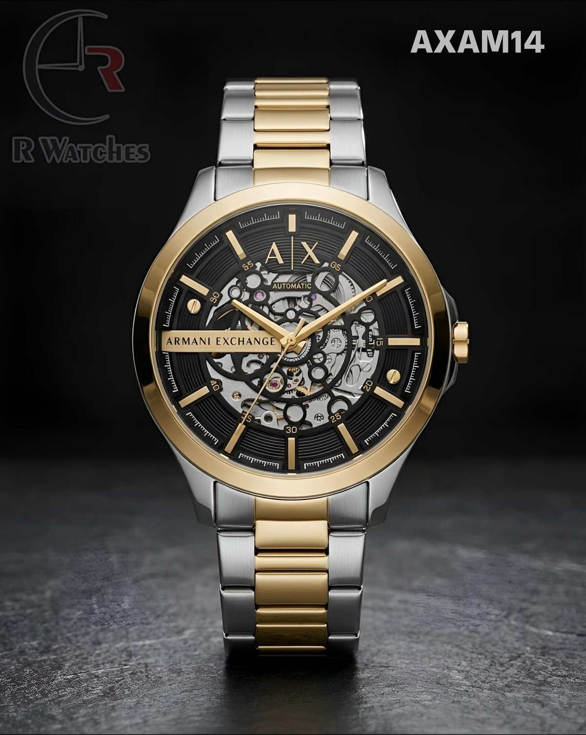 (SS)🖤⬆️⭐ AX Automatic Dual Tone Black Dial (AXAM14)