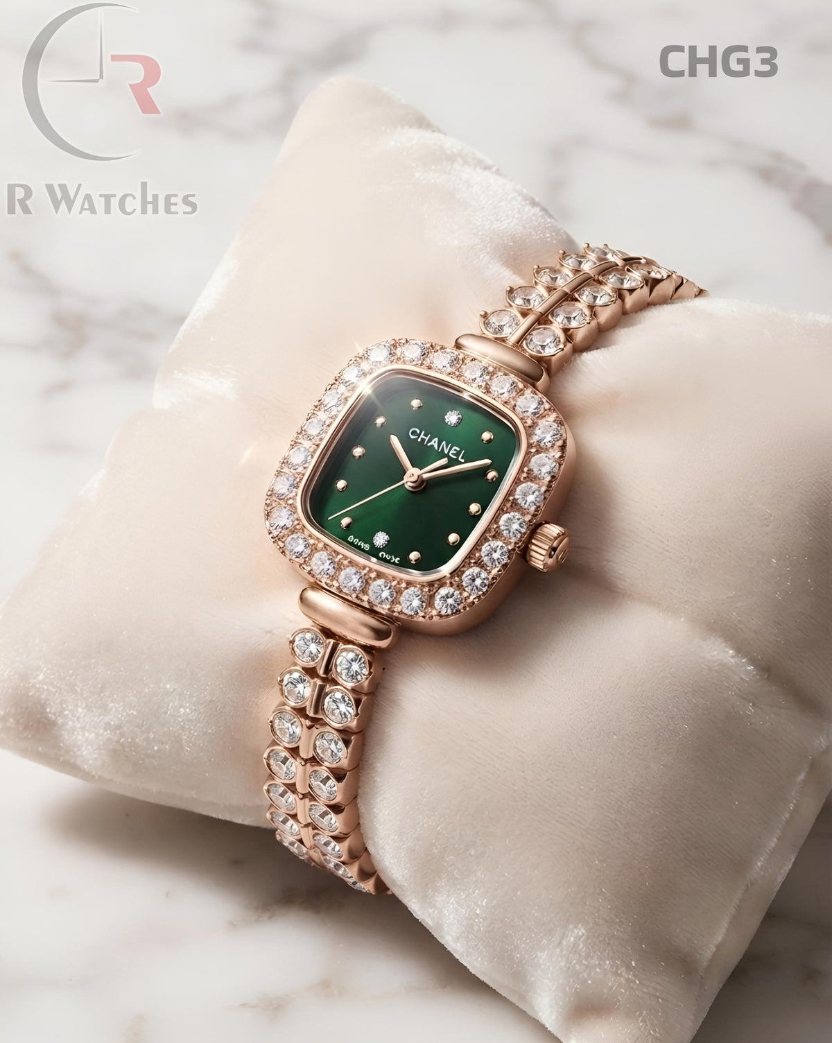 (SS)🖤⬆️⭐ Chanel Girls Diamond Rose Gold Green (CHG3)