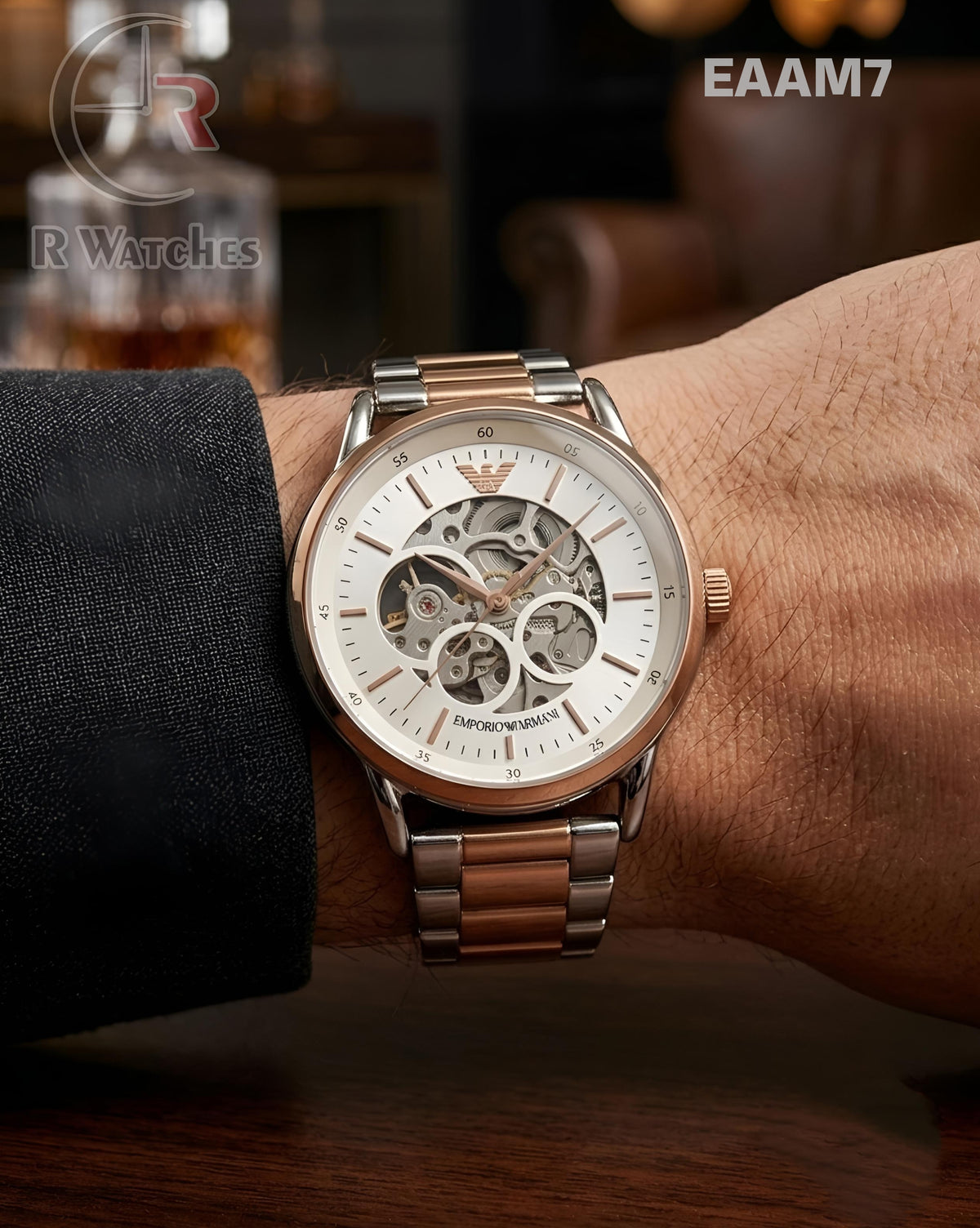 (OS)🖤⬆️ Armani Automatic Rose Gold White (EAAM7)