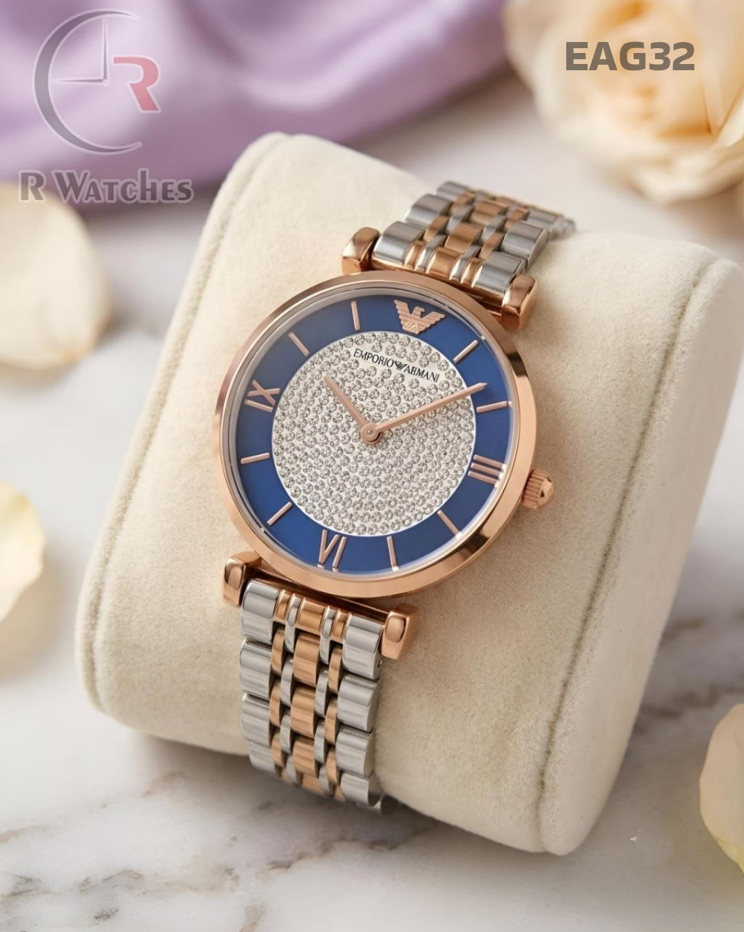 (SS)🖤⬆️ Armani Girls Diamond Rose Gold Blue (EAG32)