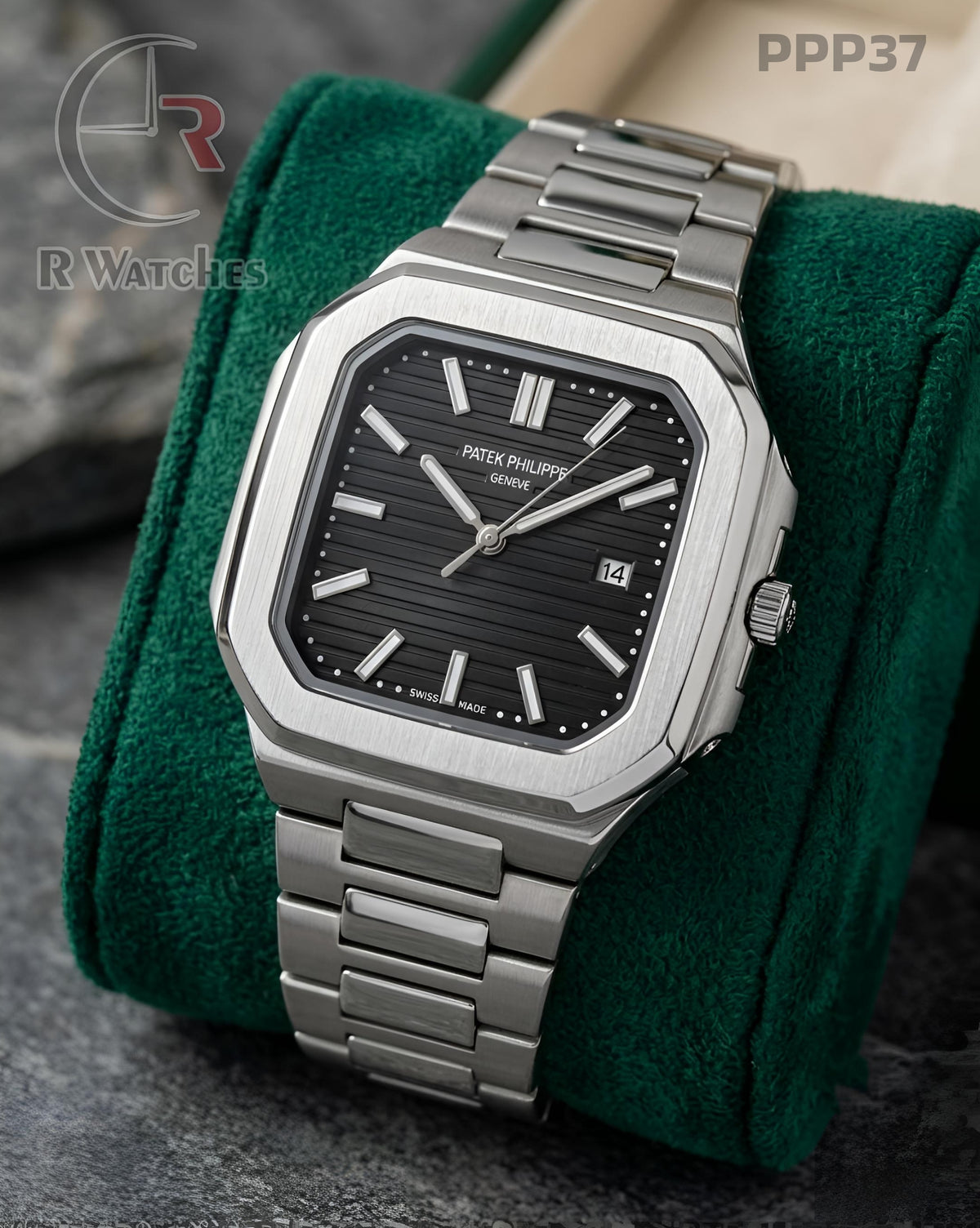 (OS2)π€β Patek Philippe Silver Black Dial (PPP37)