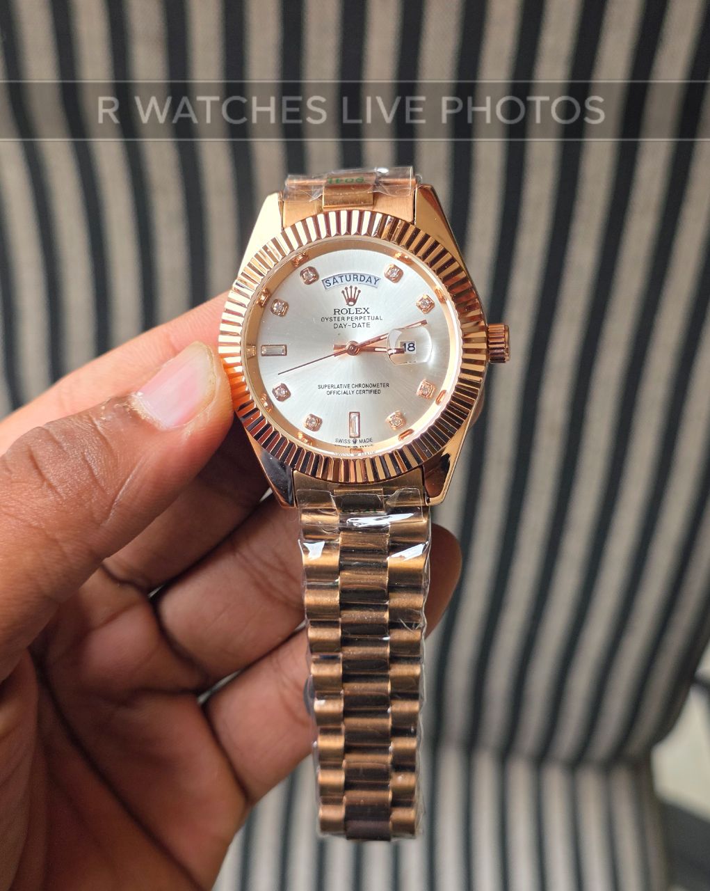 (SS)📷⬆️⭐ Rolex day and date rose gold white (RXP71)