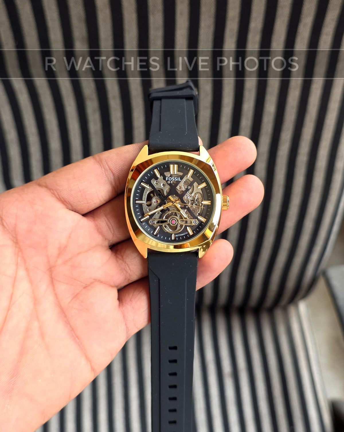 (SS)🖤⬆️⭐ Fossil Automatic Silicon Gold Black (FSAS4)