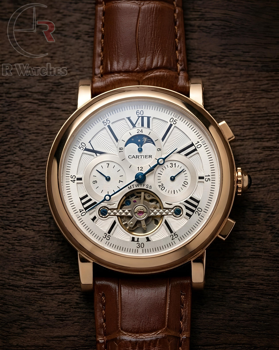 (OS2) Cartier automatic leather Roman