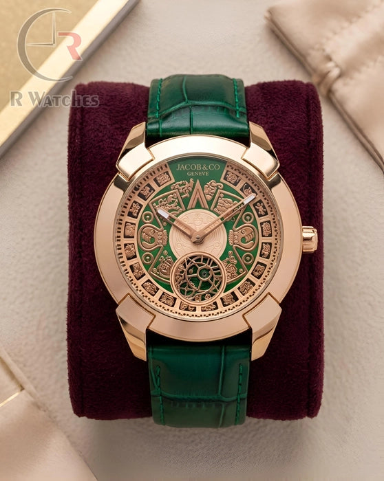 (OS) Jacob & Co Leather Rose Gold Green