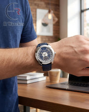 (OS) Jacob & Co Leather Silver Blue