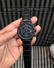 (OS)⭐ Tissot leather Black Silver leather black