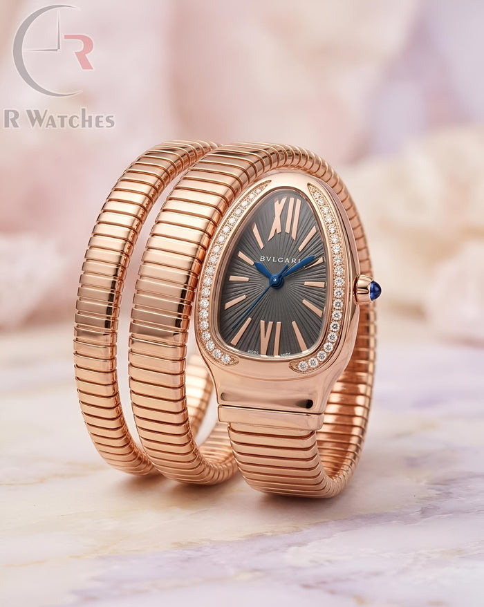 (OS) Bvlgari Girls Snake Diamond Rose Gold Grey