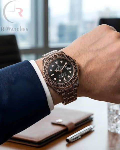 (OS) Rolex Rajwadi Rose Gold Black