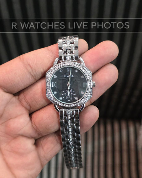 (OS)⭐ Chanel girls silver Black dimond