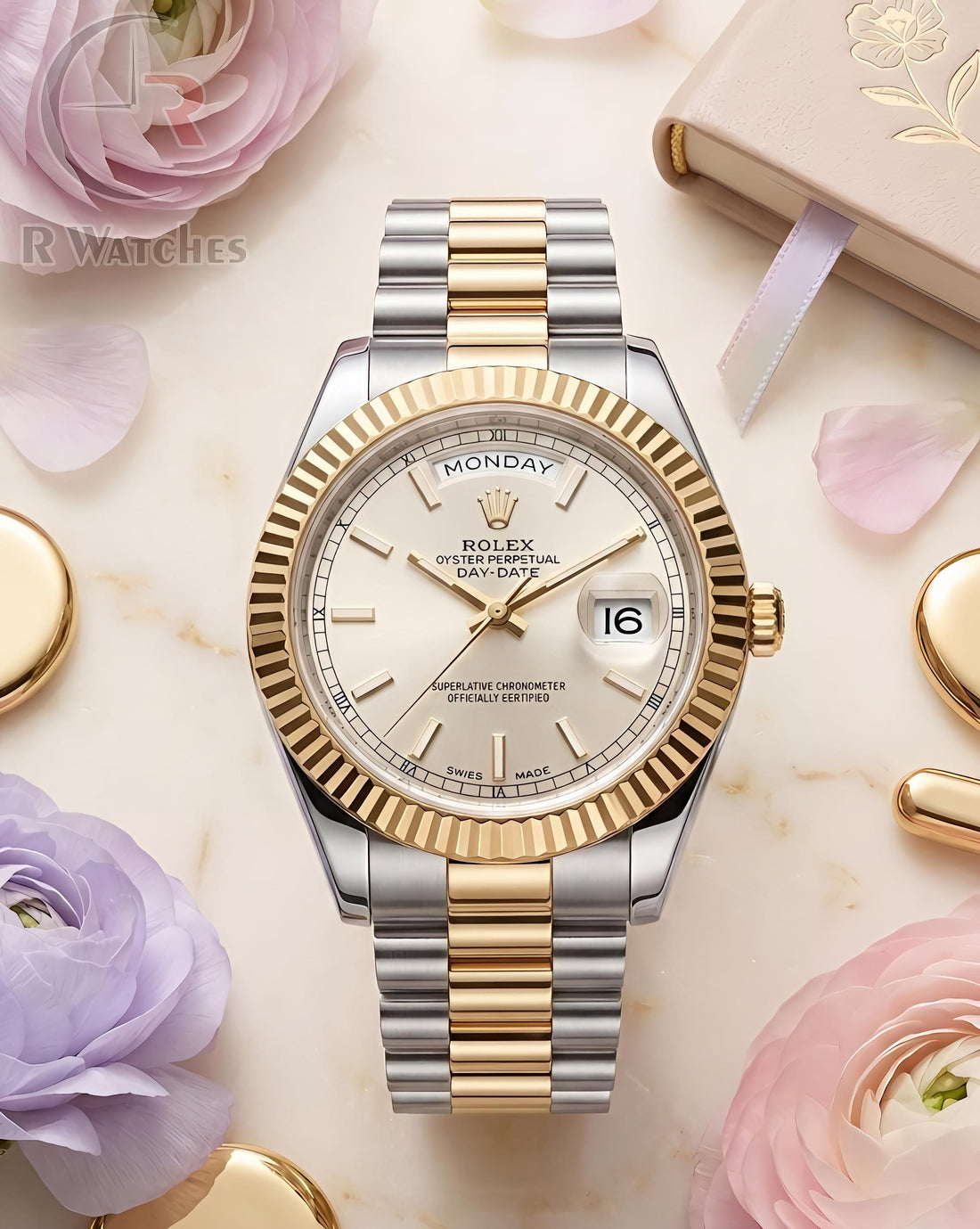(SS) Rolex Girls Dual Tone White Dial